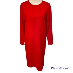 BERGDORF GOODMAN DRESS VINTAGE RED SHIFT SOFT CASHMERE SILK BLEND SIZE M